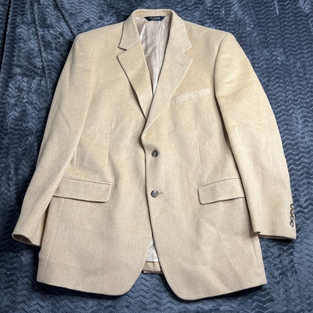 Joseph A Banks Blazer Mens 44R Camel Hair Solid Beige Business Sport